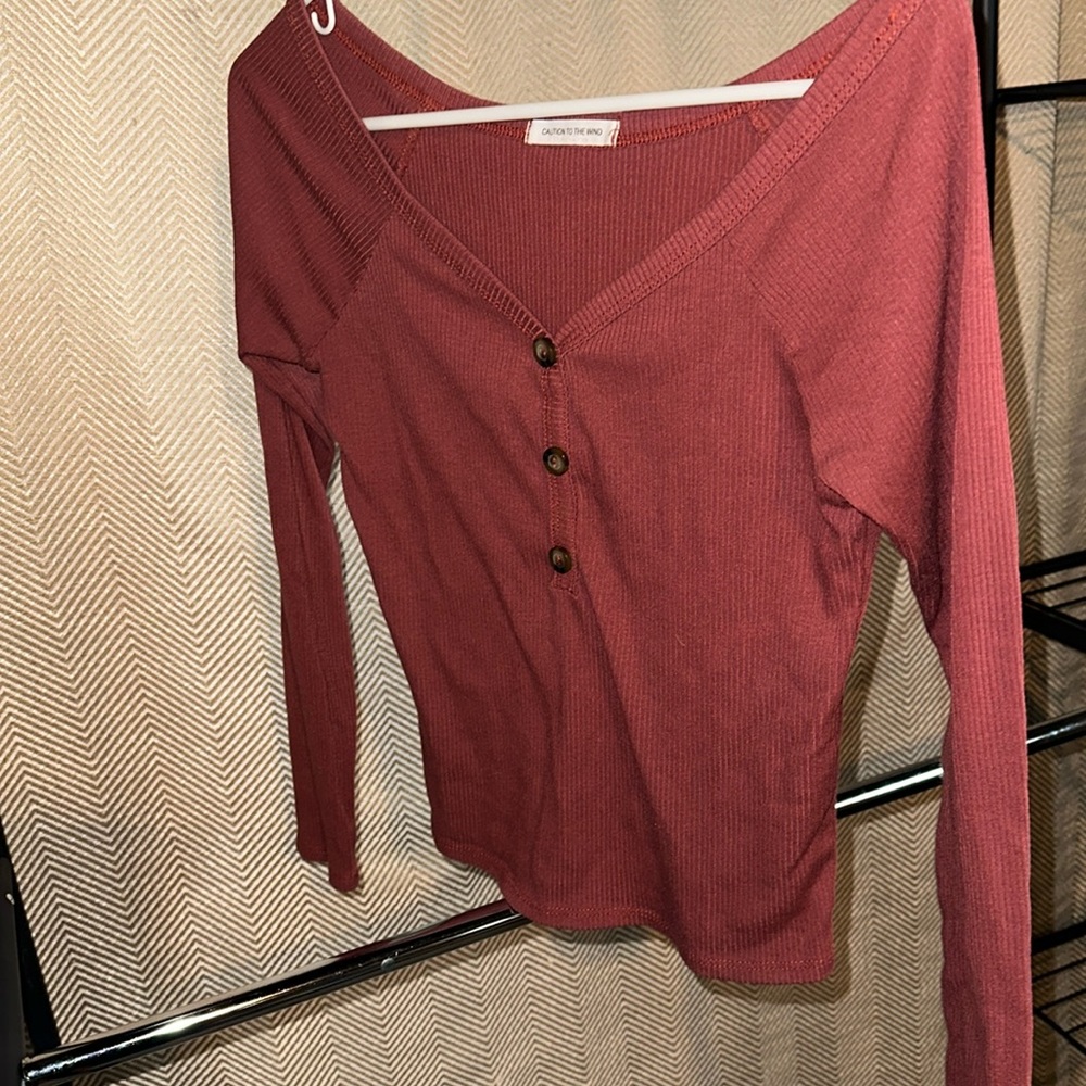 Maroon long sleeve with buttons size small